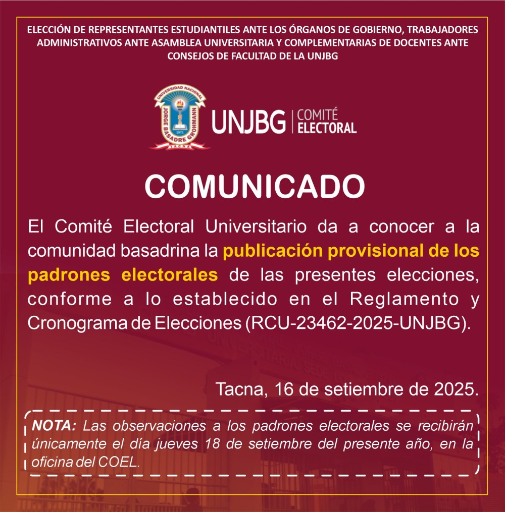 COMUNICADO -  publicacion provisional de padrones electorales